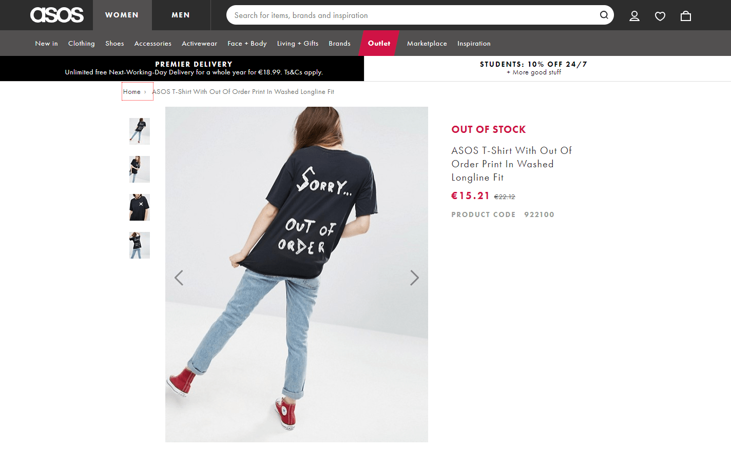 ASOS out of stock