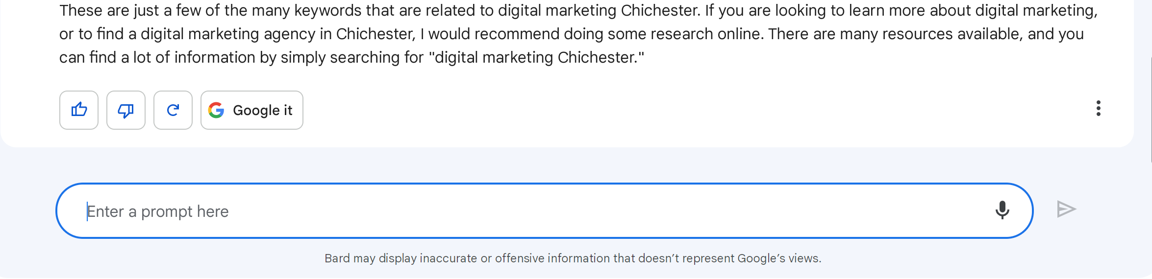 Google bard chat box